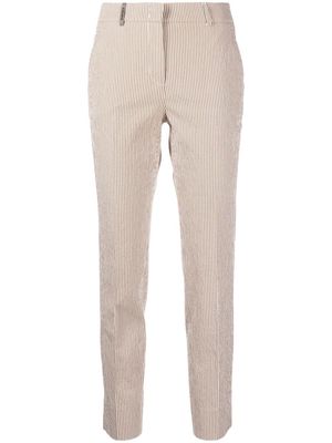 Peserico stripe-print cotton tailored trousers - Neutrals
