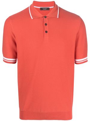Peserico striped-border cotton polo shirt - Red