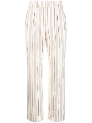 Peserico striped high-waisted trousers - Neutrals