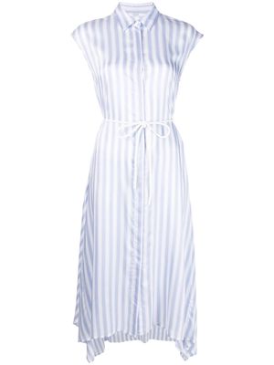 Peserico striped satin sleeveless shirt dress - Blue