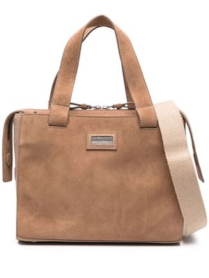 Peserico suede and canvas tote bag - Brown
