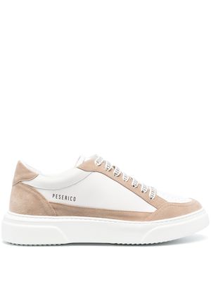 Peserico suede-panelled leather sneakers - White
