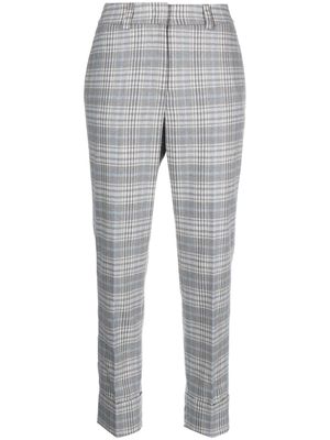 Peserico tartan-check tapered-leg trousers - Grey