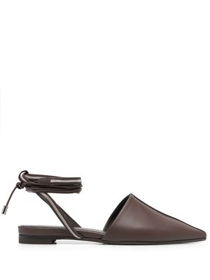 Peserico tie-fastening ankle-strap mules - Brown
