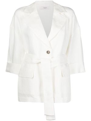 Peserico tie-up linen blazer - White