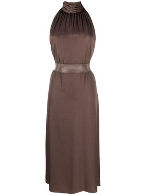 Peserico tied-waist high-neck dress - Brown