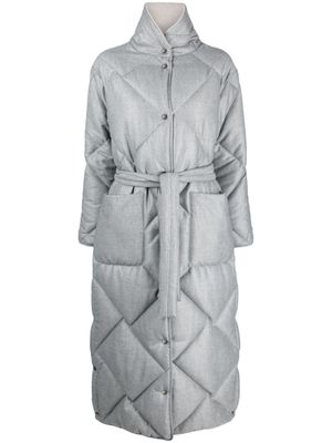 Peserico tied-waist quilted coat - Grey