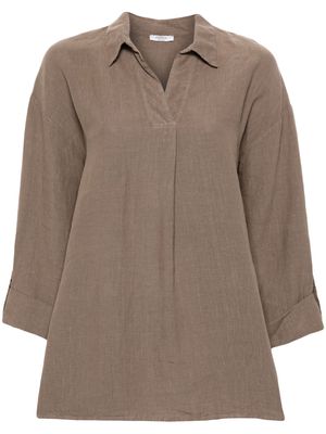 Peserico turn-up cuffs linen blouse - Brown