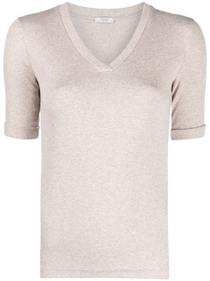 Peserico V-neck stretch-cotton T-shirt - Brown