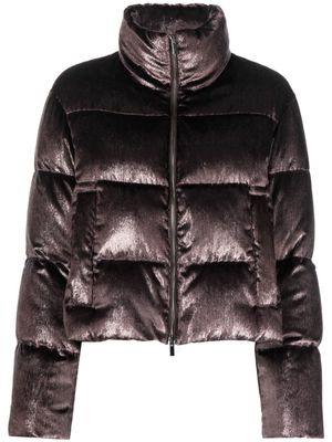 Peserico velour-effect down puffer jacket - Brown