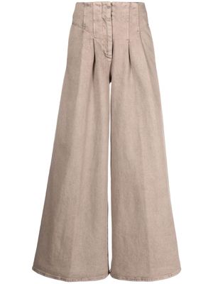 Peserico wide-leg pleated jeans - Neutrals