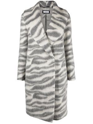 Peserico zebra pattern double-breasted coat - Grey