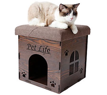 Pet Life Foldaway Collapsible Cat House Furnitu re Bench