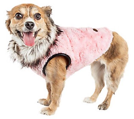 Pet Life Luxe 'Pinkachew' Mink Fur Dog Coat Jac ket