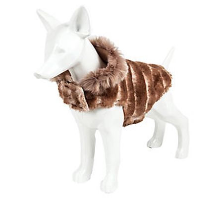 Pet Life Luxe 'Tira-Poochoo' Tiramisu Pattern M ink Dog Coat