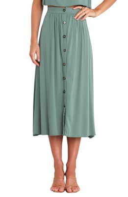 Petal & Pup Ava Button Front Midi Skirt in Green