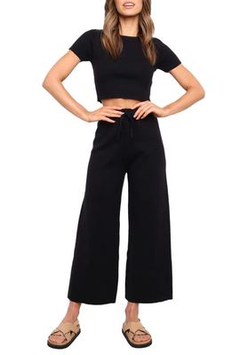 Petal & Pup Ayers Crop Sweater & Wide Leg Pants Set in Black