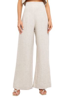 Petal & Pup Devlin Linen Wide Leg Pants in Beige