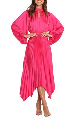 Petal & Pup Eloise Pleated Long Sleeve Midi A-Line Dress in Pink