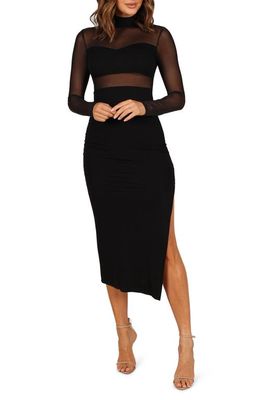 Petal & Pup Farrow Long Sleeve Midi Dress in Black