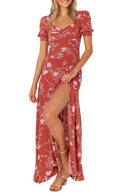 Petal & Pup Franklin Floral Puff Sleeve Maxi Dress in Rust Floral