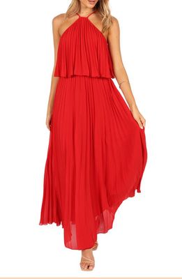 Petal & Pup Gia Pleated Maxi Dress in Red