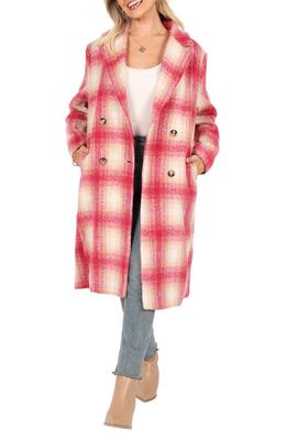 Petal & Pup Gianna Plaid Oversize Wool Blend Coat in Pink