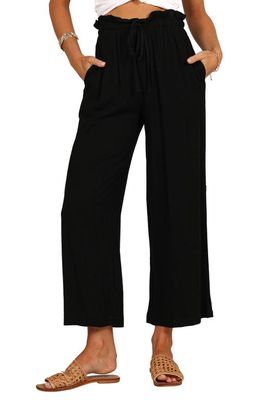 Petal & Pup Hawthorne Linen Blend Wide Leg Crop Pants in Black