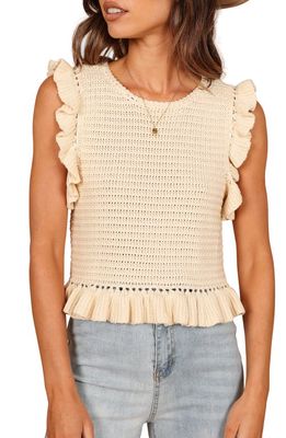 Petal & Pup Katia Frill Sleeveless Sweater in Cream