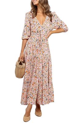 Petal & Pup Kelda Floral Midi Dress in Beige