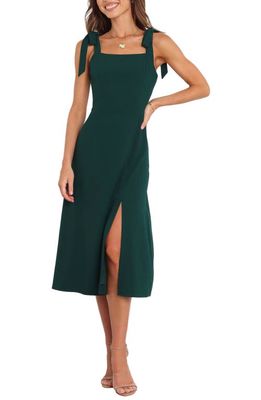 Petal & Pup Laurel Tie Shoulder A-Line Midi Dress in Emerald