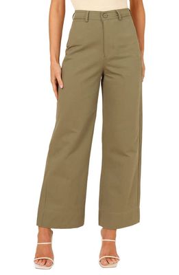 Petal & Pup Lawrence Cotton Wide Leg Pants in Olive Green