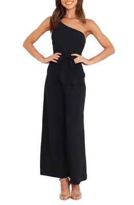 Petal & Pup Leyton Belted One-Shoulder Jumpsuit in Black