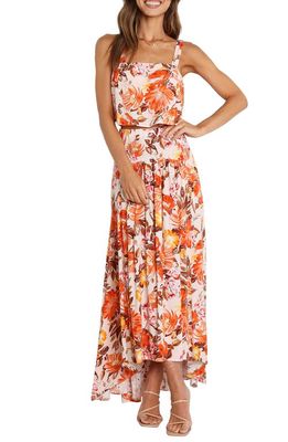 Petal & Pup Lulu Floral Print Two-Piece High-Low Midi Dress in Pink Floral