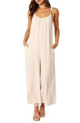 Petal & Pup Margo Tie Strap Linen Jumpsuit in Oatmeal