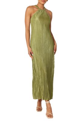 Petal & Pup Melody Plissé Maxi Dress in Olive