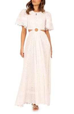 Petal & Pup Merletto Short Sleeve Cutout Eyelet Maxi Dress in White