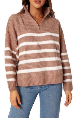 Petal & Pup Miranda Quarter Zip Sweater in Taupe