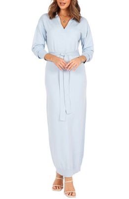 Petal & Pup Monday Long Sleeve Maxi Knit Dress in Blue