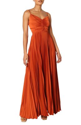 Petal & Pup Naira Pleated Maxi Dress in Sunset Orange