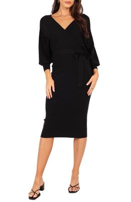 Petal & Pup Nate Wrap Front Sweater Dress in Black