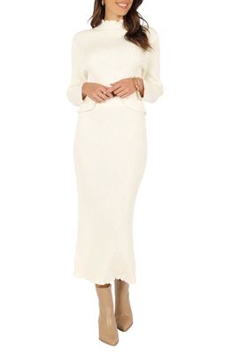 Petal & Pup Payton Mock Neck Top & Maxi Skirt Rib Set in White