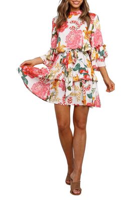 Petal & Pup Peta Floral Print Tiered Dress in White