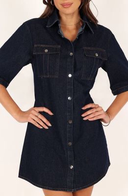 Petal & Pup Rev Denim Mini Shirtdress in Dark Denim