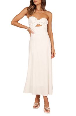 Petal & Pup Rosetta Cutout Cotton & Linen Strapless Dress in White