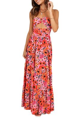 Petal & Pup Sarai Floral Cutout Maxi Dress in Pink