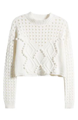 Petal & Pup Temaire Pompom Open Stitch Crop Sweater in White