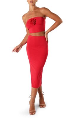 Petal & Pup Tiarny Rosette Tube Top & Body-Con Skirt Set in Red