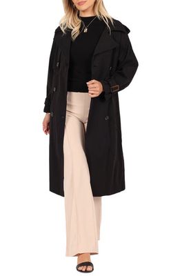 Petal & Pup Trina Double Breasted Trench Coat in Black