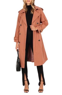 Petal & Pup Trina Double Breasted Trench Coat in Rust